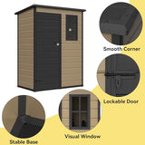 Abri de jardin extérieur en résine DWVO 1,5 x 0,9 m avec plancher, abri de rangement verrouillable et étanche avec fenêtre, rangement d'outils en plastique pour jardin, arrière-cour, terrasse, pelouse, gris