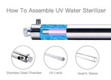 Stérilisateur purificateur d'eau par ultraviolets HQUA-OWS-12 pour toute la maison, 12 GPM, 110 V, 40 W, modèle HQUA-UV-12GPM + 1 tube UV supplémentaire