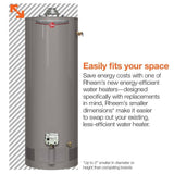 Chauffe-eau au gaz naturel Rheem Performance pour maisons usinées, 40 gallons, format haut, garantie 6 ans, 34 000 BTU
