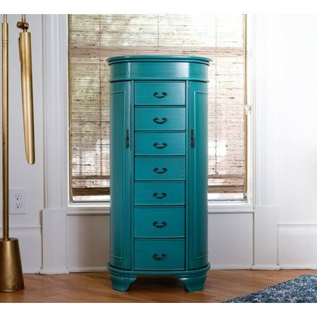 Armoire à bijoux sur pied ovale Daley de Hives and Honey, turquoise, bleu