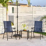 Yaheetech Lot de 4 chaises de salle à manger de patio avec accoudoirs, chaises pliantes d'extérieur avec cadre en métal et dossier pour pelouse, jardin, cour et bord de piscine, noir