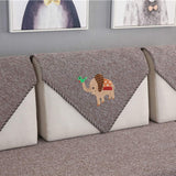 Housse de canapé d'angle en coton tissé doux couleur unie, antidérapante, style simple, housse de canapé décorative avec petit motif éléphant-marron-a 45x45cm