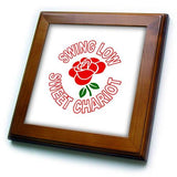 3dRose Single Red Rose and Sweet Chariot Anthem – Carreaux encadrés (ft-376705-1)