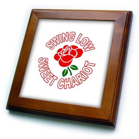 3dRose Single Red Rose and Sweet Chariot Anthem – Carreaux encadrés (ft-376705-1)