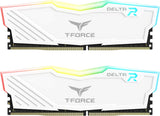 Kit de mémoire vive pour ordinateur de bureau TEAMGROUP T-Force Delta RGB DDR5 32 Go (2 x 16 Go) 6400 MHz (PC5-51200) CL40 (Blanc) pour Z690 – FF4D532G6400HC40BDC01