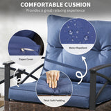 Ensemble de 3 chaises à bascule Outsunny avec coussins, ensemble bistro en osier, bleu foncé