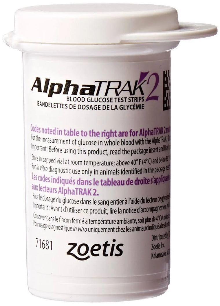 Bandeslettes de test de glycémie AlphaTRAK 2, boîte de 50