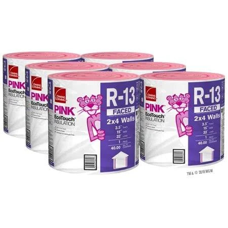 Lot de 6, rouleau d'isolant en fibre de verre Kraft Faced R-13 Owens Corning EcoTouch, 15 po L x 32 pi P, 40 pi²