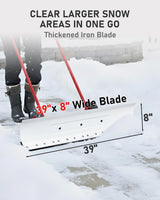 Pelle à neige avec roues Outvita, chasse-neige de 29 po de large et 18 po de long, angle et hauteur réglables, poignée rembourrée, outil de déneigement efficace pour allée ou trottoir (jaune)