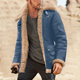 Vestes en cuir pour homme, veste de moto, manteau d'hiver chaud à col rabattu, trench-coat de chasse, vêtements décontractés d'extérieur