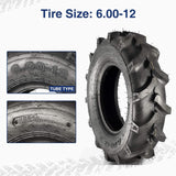 Pneu de tracteur agricole MaxAuto 6.00-12 pour remplacement Kubota série 7100 H167, 2 pièces