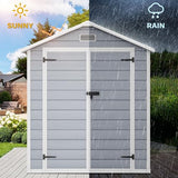 Abri de jardin extérieur en résine DWVO 1,5 x 0,9 m avec plancher, abri de rangement verrouillable et étanche avec fenêtre, rangement d'outils en plastique pour jardin, arrière-cour, terrasse, pelouse, gris