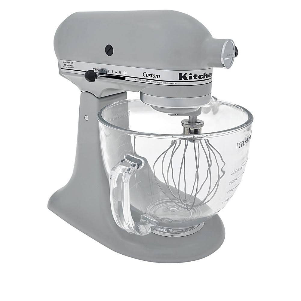 Robot pâtissier Artisan KitchenAid à tête inclinable, 4,8 L, avec bol en verre, Argent contour