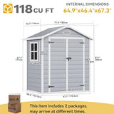 Abri de jardin extérieur en résine DWVO 1,5 x 0,9 m avec plancher, abri de rangement verrouillable et étanche avec fenêtre, rangement d'outils en plastique pour jardin, arrière-cour, terrasse, pelouse, gris