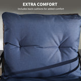 Ensemble de 3 chaises à bascule Outsunny avec coussins, ensemble bistro en osier, bleu foncé