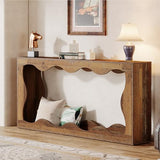Table console de ferme Tribesigns 63 pouces avec rangement, table de canapé à placer derrière le canapé, longue table d'entrée, console étroite, meuble d'entrée pour salon, marron