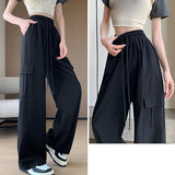 Pantalon cargo taille haute pour femme, séchage rapide, cordon de serrage, extensible, jambes larges, pantalon de jogging, style baggy, streetwear décontracté, années 2000