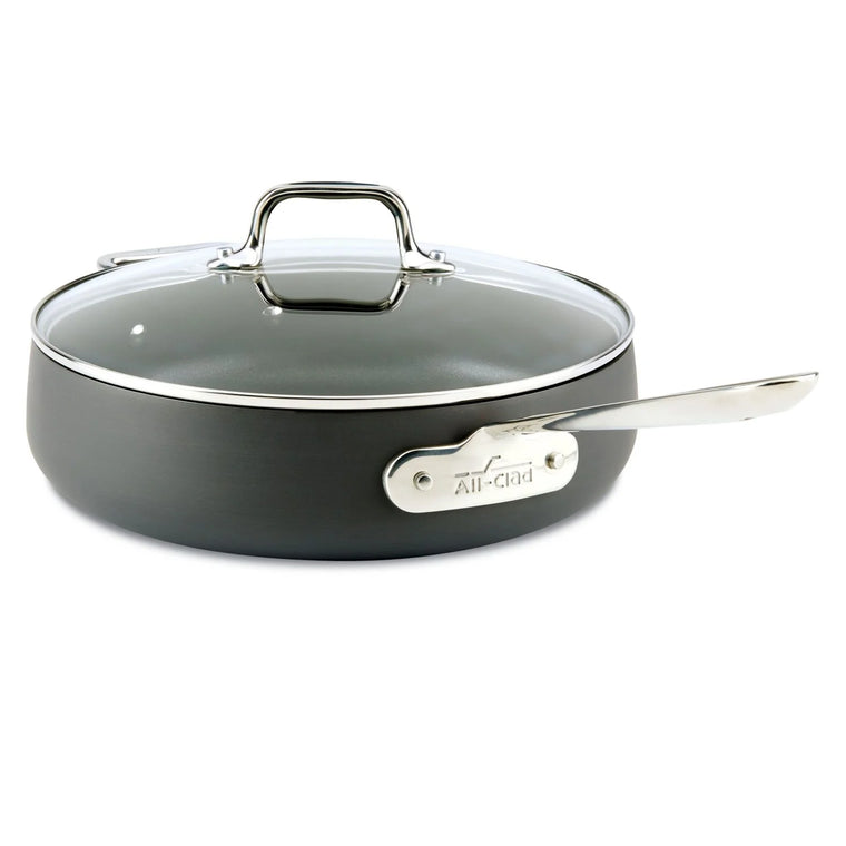 Sauteuse All-Clad E7853364 HA1 en aluminium anodisé dur antiadhésif, compatible lave-vaisselle, sans PFOA, 3,8 litres, noir
