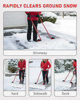 Pelle à neige avec roues Outvita, chasse-neige de 29 po de large et 18 po de long, angle et hauteur réglables, poignée rembourrée, outil de déneigement efficace pour allée ou trottoir (jaune)