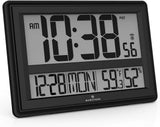 Horloge murale atomique géante MARATHON avec température et humidité (noir)