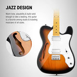 Guitare électrique Jazz Donner 39 pouces TL Thinline avec ouïe, format complet pour débutant, corps creux avec micros H-H, housse, sangle, câble, Sunburst (DJC-1000S)