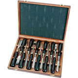 Jeu de 12 ciseaux à bois Grizzly H7923 en coffret en bois