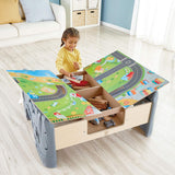 Table de train et circuit ferroviaire Hape E3766, 70 pièces, avec locomotive à piles, tapis de jeu amovible et rangement, pour enfants de 3 ans et plus