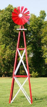 Éolienne de jardin Outdoor Water Solutions de 12 pieds, revêtement en poudre rouge et blanc