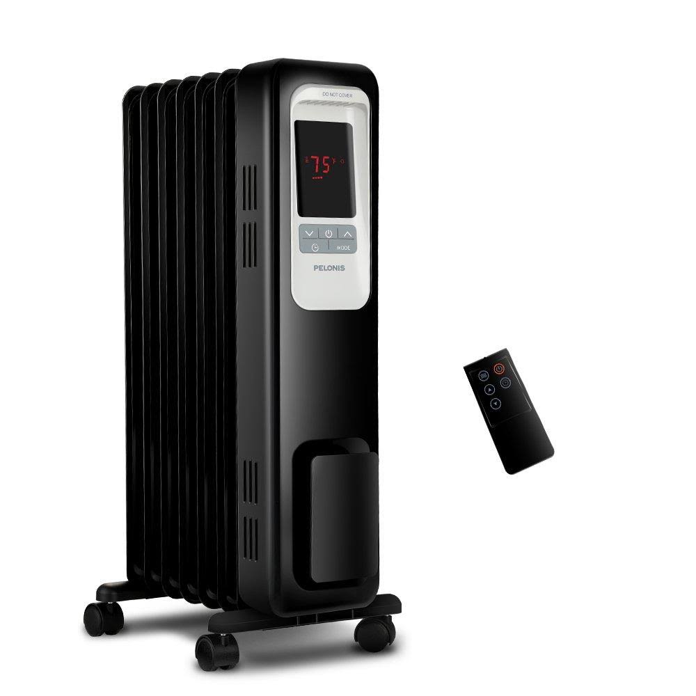 Radiateur à bain d'huile portable Pelonis 1500 W avec thermostat numérique et minuterie programmable 24 heures