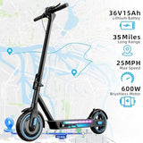 Trottinette électrique pour adultes, vitesse maximale de 30/40 km/h, autonomie de 34/40/56 km, moteur 350/500/600 W avec contrôle par application, pneus gonflables de 8,5/10 pouces, trottinette pliable avec contrôle par application, certifiée UL 2272