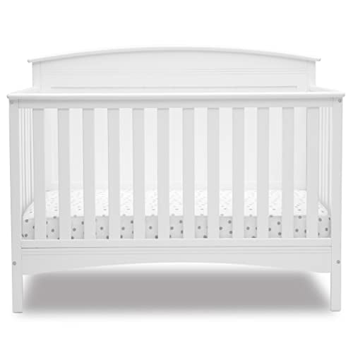 Lit de bébé convertible 4-en-1 à panneaux pleins Archer de Delta Children – Certifié Greenguard Gold, Blanc Bianca