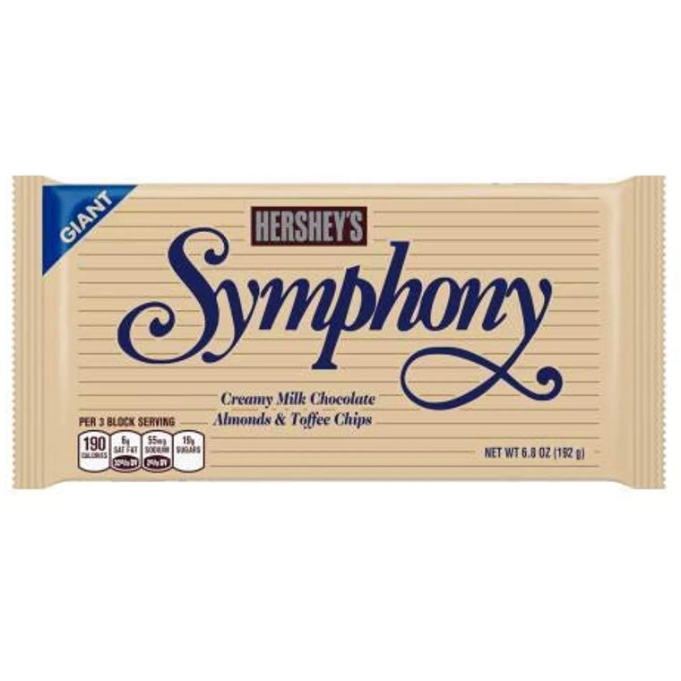 Tablettes de chocolat au lait crémeux, amandes et éclats de caramel au beurre Hershey’s Symphony, 192 g (paquet de 6)