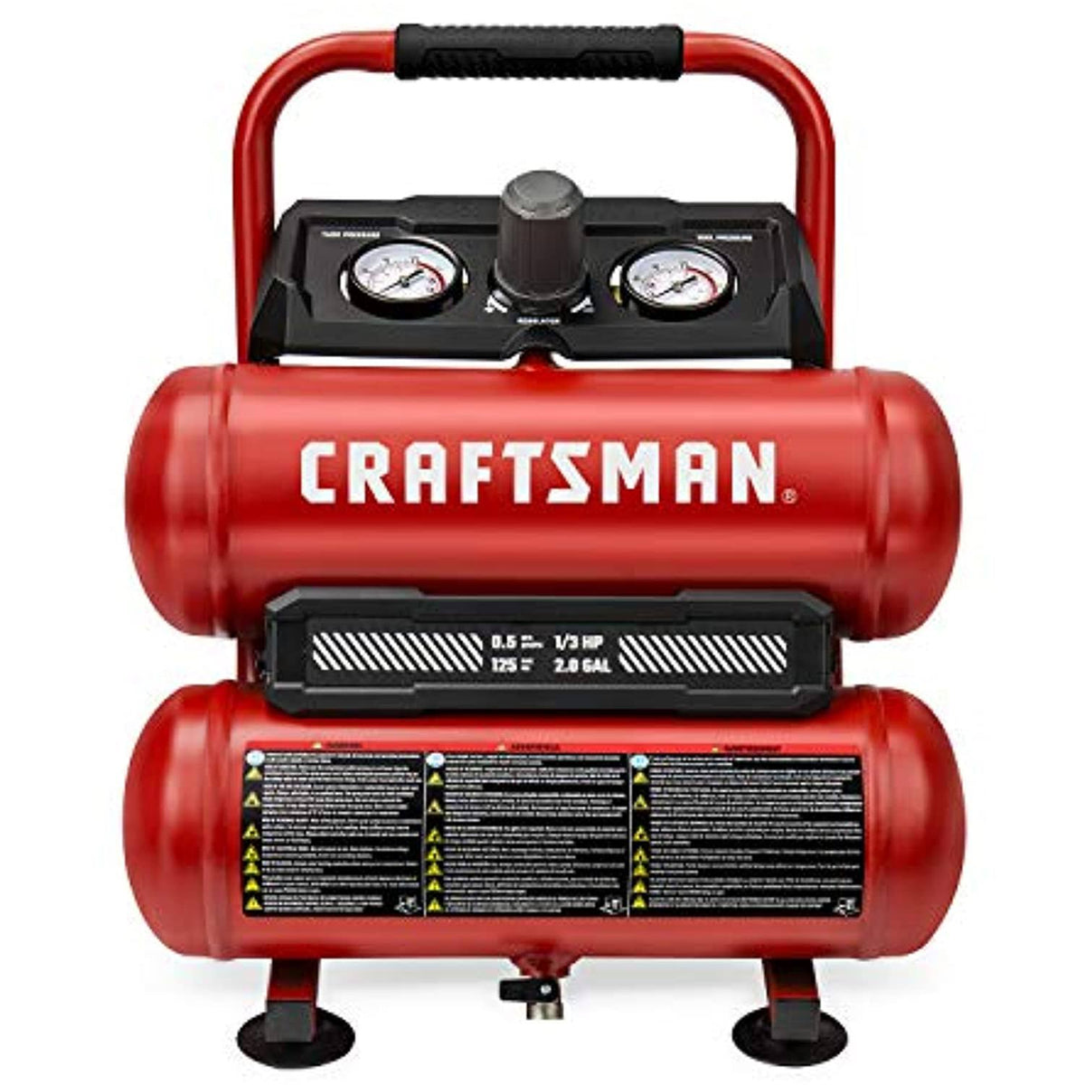 Compresseur d'air portatif Craftsman, 2 gallons, double réservoir, 125 PSI, 0,3 HP
