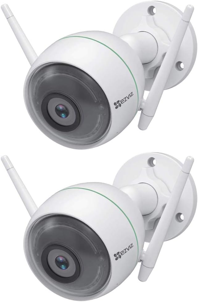 Caméra de sécurité extérieure EZVIZ 1080P WiFi, vision nocturne 30m (100ft), résistante aux intempéries, zone de détection de mouvement intelligente, WiFi 2,4 GHz uniquement (C3WN, lot de 2)