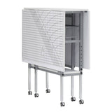 Table de découpe pour couture Sew Ready, mobile, pliable et réglable en hauteur, avec plateau à grille et rangement, coloris argent/blanc