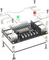 Nouvelle version de carte de dérivation d'alimentation ATX et kit de boîtier en acrylique avec tensions de sortie 3,3 V, 5 V, 12 V, -12 V et 12 ports USB, sortie maximale de 3 A