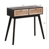 Table console en rotin, tables d'entrée, coiffeuse, commode en rotin, table de canapé en bois style ferme, table d'appoint étroite pour couloir, bureau, vestibule, 31 po (noir)