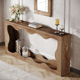 Table console de ferme Tribesigns 63 pouces avec rangement, table de canapé à placer derrière le canapé, longue table d'entrée, console étroite, meuble d'entrée pour salon, marron