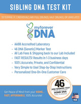 My Forever DNA – Kit de test ADN de fratrie incluant tous les frais de laboratoire et l'expédition au laboratoire, test de 46 marqueurs génétiques, précis et confidentiel