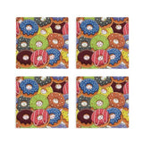 Lot de 4 dessous de verre carrés en céramique motif donuts, absorbants et résistants à la chaleur, protection de bureau avec base en liège pour cuisine, bar et décoration intérieure, 10 cm
