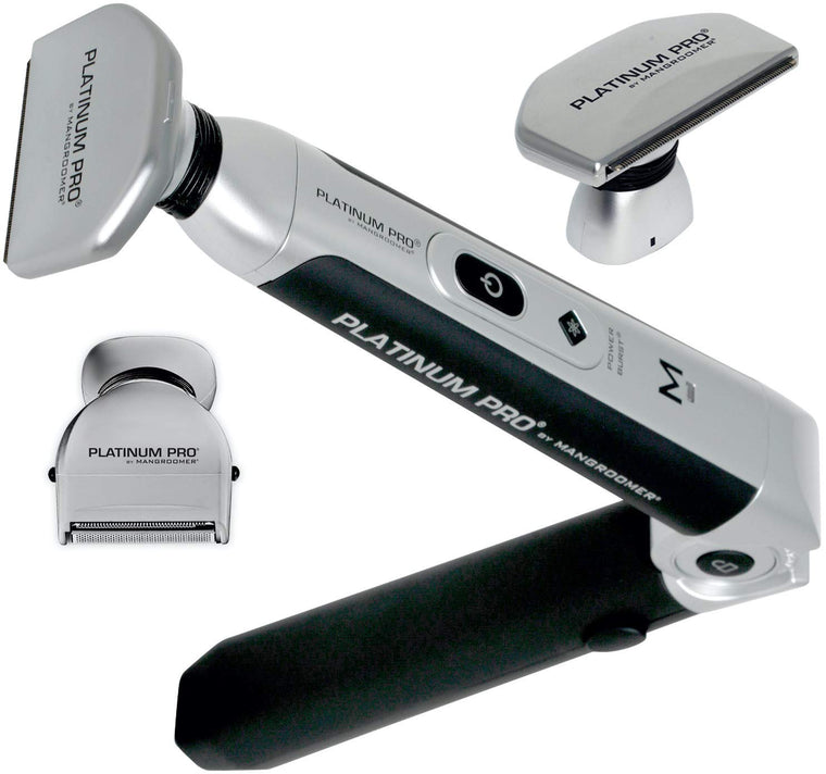 Platinum Pro de MANGROOMER, nouveau rasoir pour le dos avec 3 têtes flexibles à amortisseurs, charnière articulée, manche à portée extrême et étui bonus ! (Génération 8.0), ensemble de 4 pièces, paquet de 2