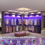 Portant à vêtements industriel Aheaplus, portant réversible de 202,4 cm pour suspendre les vêtements, penderie robuste avec lumières LED et étagères, système de dressing, noir