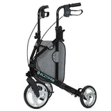 ELENKER Déambulateur à 3 roues pour seniors, rollator à 3 roues avec roues de 10 pouces, déambulateur étroit pour espaces restreints, pliable et compact, idéal pour les voyages, bleu