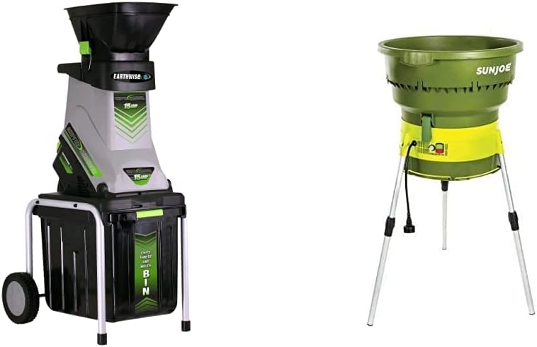 Déchiqueteuse électrique filaire pour jardin Earthwise GS70015 de 15 A avec bac de ramassage
