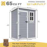 Abri de jardin extérieur en résine DWVO 1,5 x 0,9 m avec plancher, abri de rangement verrouillable et étanche avec fenêtre, rangement d'outils en plastique pour jardin, arrière-cour, terrasse, pelouse, gris