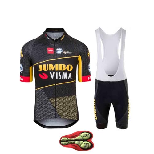 Ensemble de maillot de cyclisme pour homme : maillot et cuissard à bretelles avec gel 20D, tenue d'été pour VTT et vélo de route, uniforme d'équipe de cyclisme