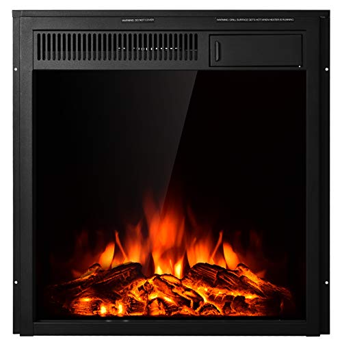 Insert de cheminée électrique Tangkula de 22,5 pouces, chauffage électrique autonome et encastrable avec télécommande, chauffage réglable, 7 réglages de flamme de foyer pour intérieur de maison (22,5)