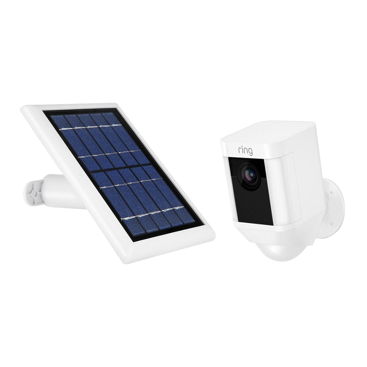 Caméra Ring Spotlight à batterie avec panneau solaire, pack de 1, blanc