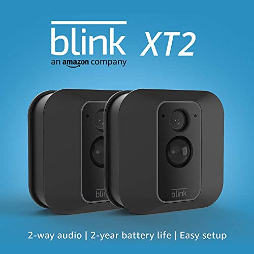 Caméra de sécurité intelligente Blink XT2 pour intérieur/extérieur avec stockage cloud inclus, audio bidirectionnel, autonomie de 2 ans – Kit de 2 caméras (Occasion)