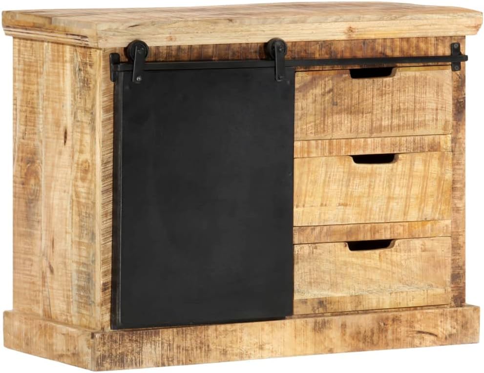 Meuble de rangement pour salon, meuble de rangement, meuble d'entrée, meuble laconique, étagère de rangement, meuble à vin, buffet texturé style rétro, buffet texturé, 31,5×11,8×23,6, bois de manguier massif